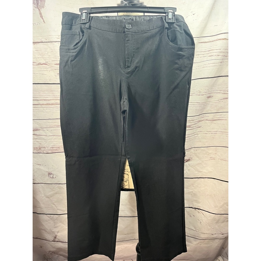 SOHO APPAREL LTD Womens Black‎ Pants Size 12P Straight Leg Pull On Stretch